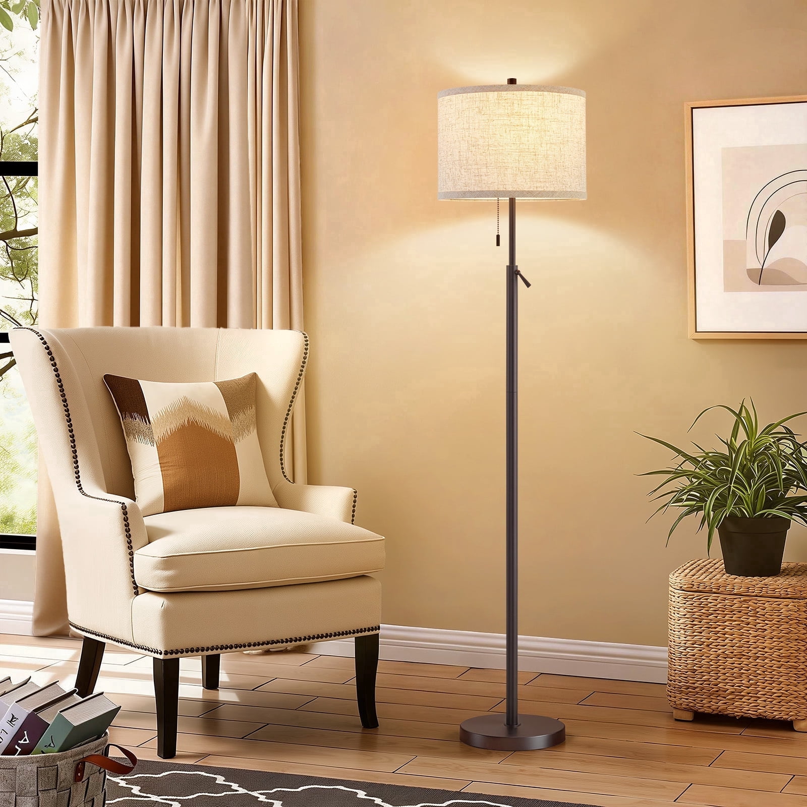 NATYSWAN Modern Floor Lamp for Living Room, Adjustable Height Standing Lamp with Marble Base Tall Lamp with Pull Chain Switch Floor Lamps for Living Room, Bedroom & Office Bulbs Not Included (Gold) - Image 28