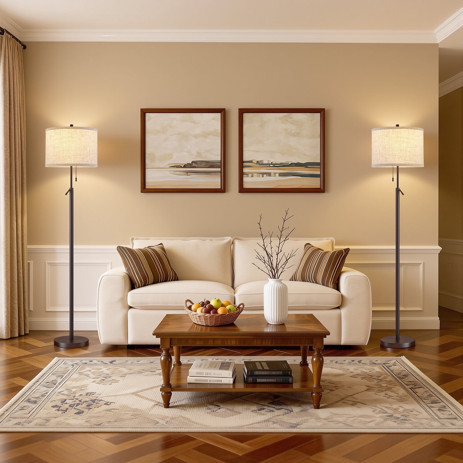 NATYSWAN Modern Floor Lamp for Living Room, Adjustable Height Standing Lamp with Marble Base Tall Lamp with Pull Chain Switch Floor Lamps for Living Room, Bedroom & Office Bulbs Not Included (Gold) - Image 31