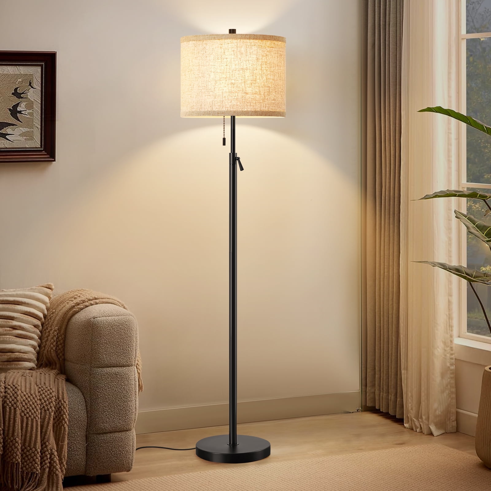 NATYSWAN Modern Floor Lamp for Living Room, Adjustable Height Standing Lamp with Marble Base Tall Lamp with Pull Chain Switch Floor Lamps for Living Room, Bedroom & Office Bulbs Not Included (Gold) - Image 36