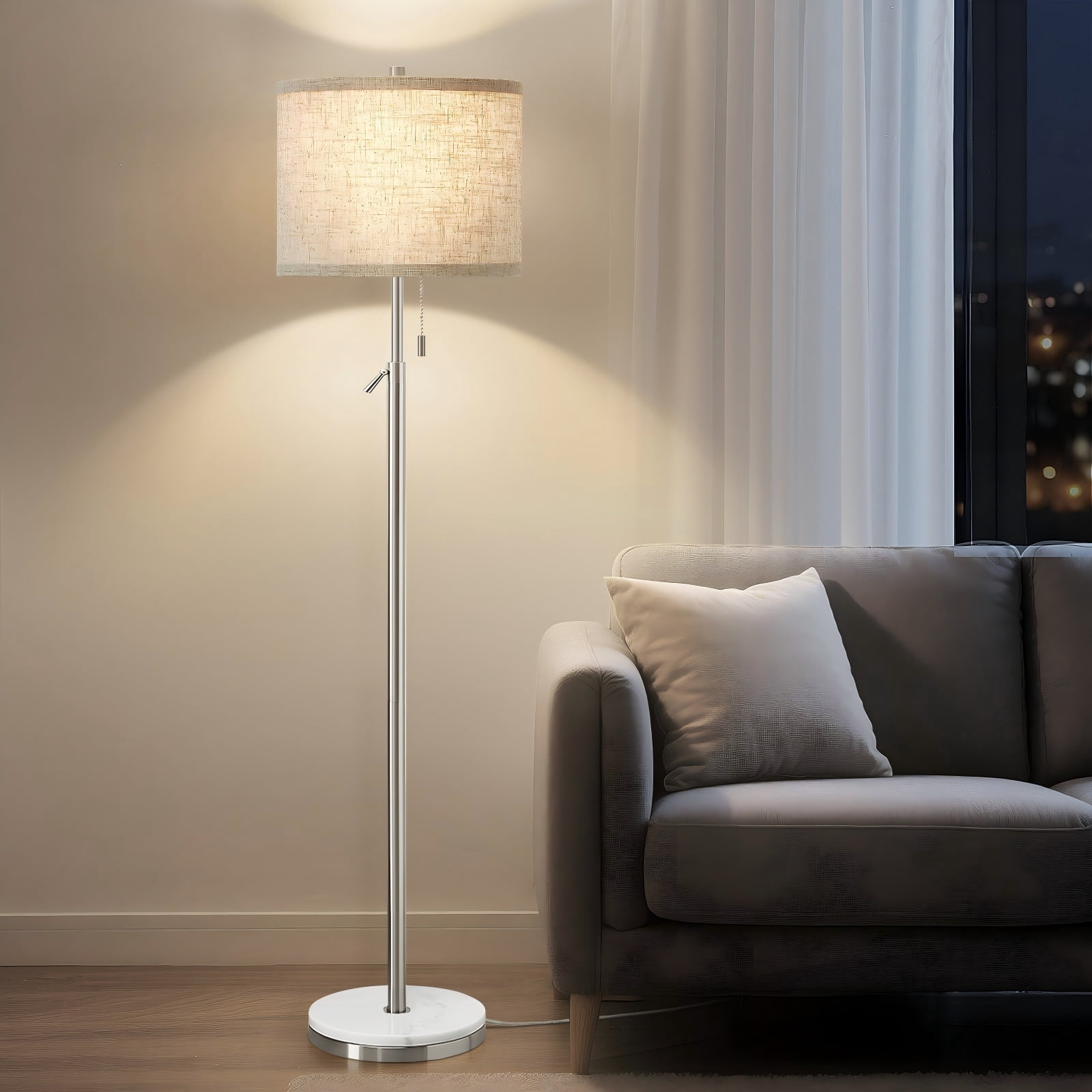 NATYSWAN Modern Floor Lamp for Living Room, Adjustable Height Standing Lamp with Marble Base Tall Lamp with Pull Chain Switch Floor Lamps for Living Room, Bedroom & Office Bulbs Not Included (Gold) - Image 48