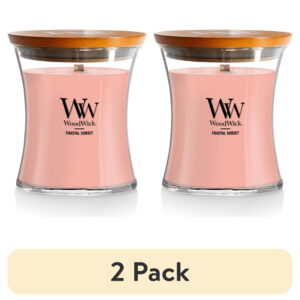 (2 pack) WoodWick Medium Hourglass Scented Candle, Coastal Sunset, 9.7 oz
