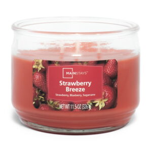 Mainstays Strawberry Breeze Scented Jar Candle 3 Wick , 11.5 oz