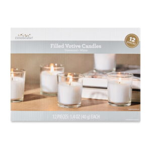 Filled Votive Candles, White, Unscented, 12 Count, by Way To Celebrate