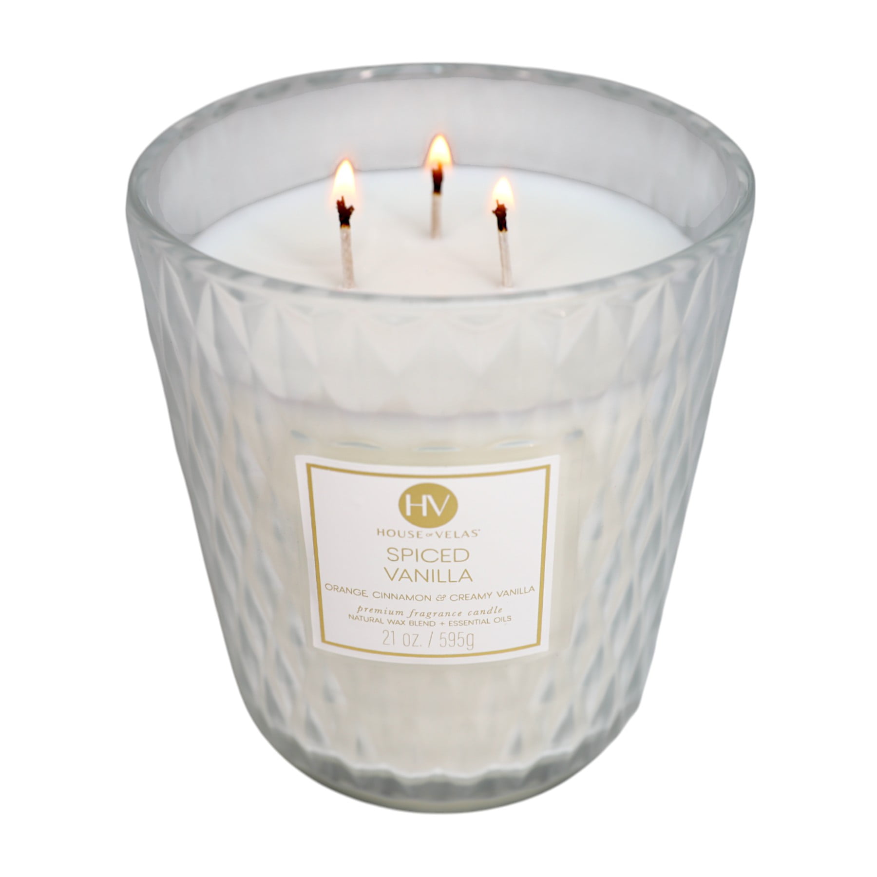 House of Velas Diamante Candle Collection, 21 oz, 3 Cotton Wicks, Spiced Vanilla, Large Glass Jar - Image 4
