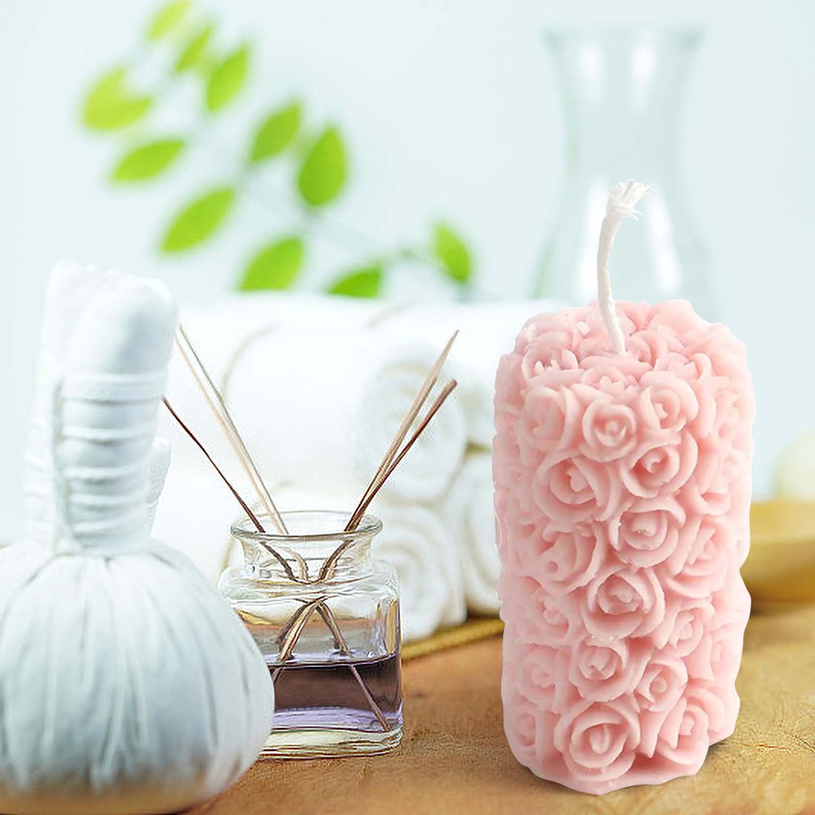 Rose Pillar Aroma Candle | Sculpted Scented Candle | Vegetable Wax | Floral Design | Random Scents | Cozy & Relaxing | Birthday Gift | 1-Pack - Image 4