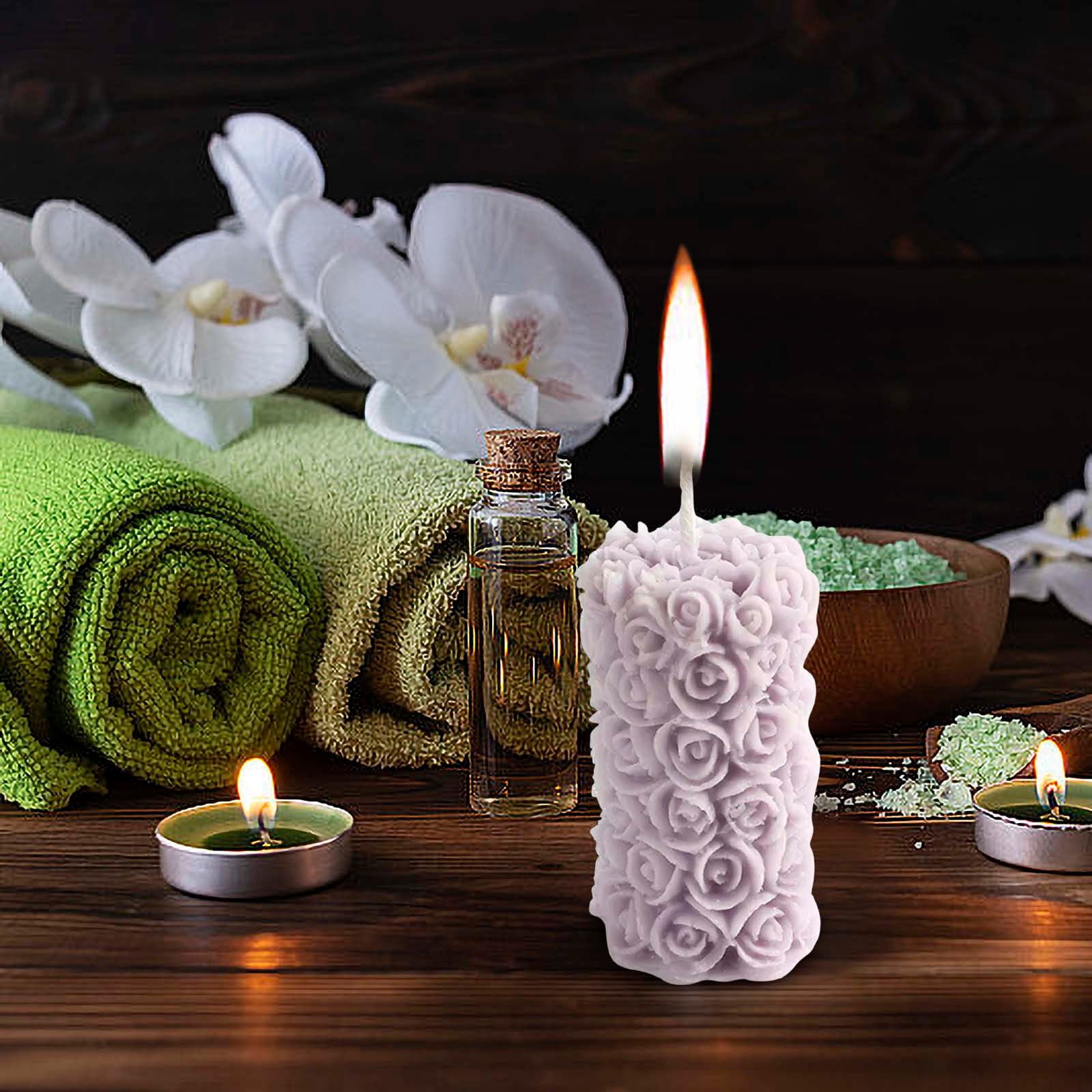 Rose Pillar Aroma Candle | Sculpted Scented Candle | Vegetable Wax | Floral Design | Random Scents | Cozy & Relaxing | Birthday Gift | 1-Pack - Image 5