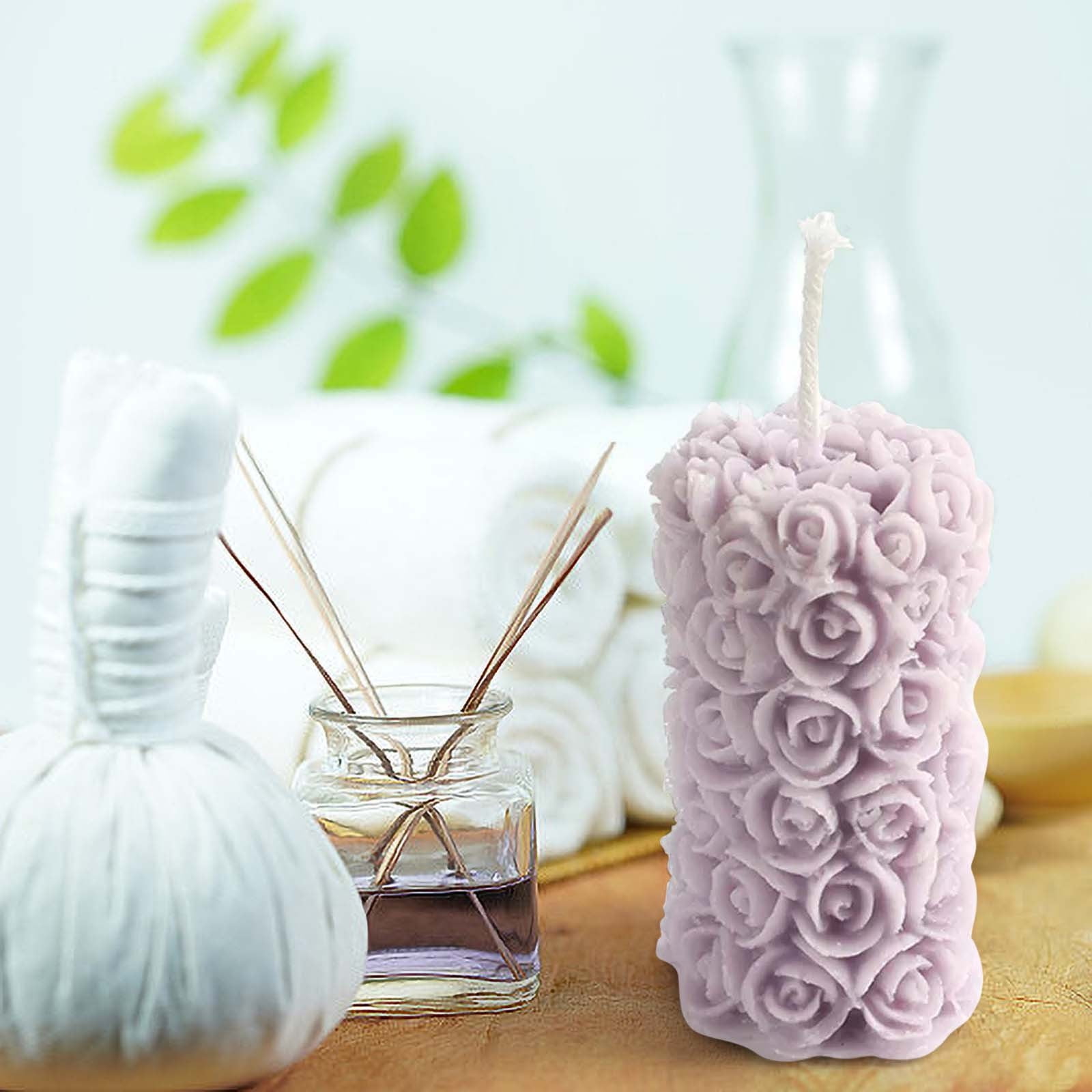 Rose Pillar Aroma Candle | Sculpted Scented Candle | Vegetable Wax | Floral Design | Random Scents | Cozy & Relaxing | Birthday Gift | 1-Pack - Image 8