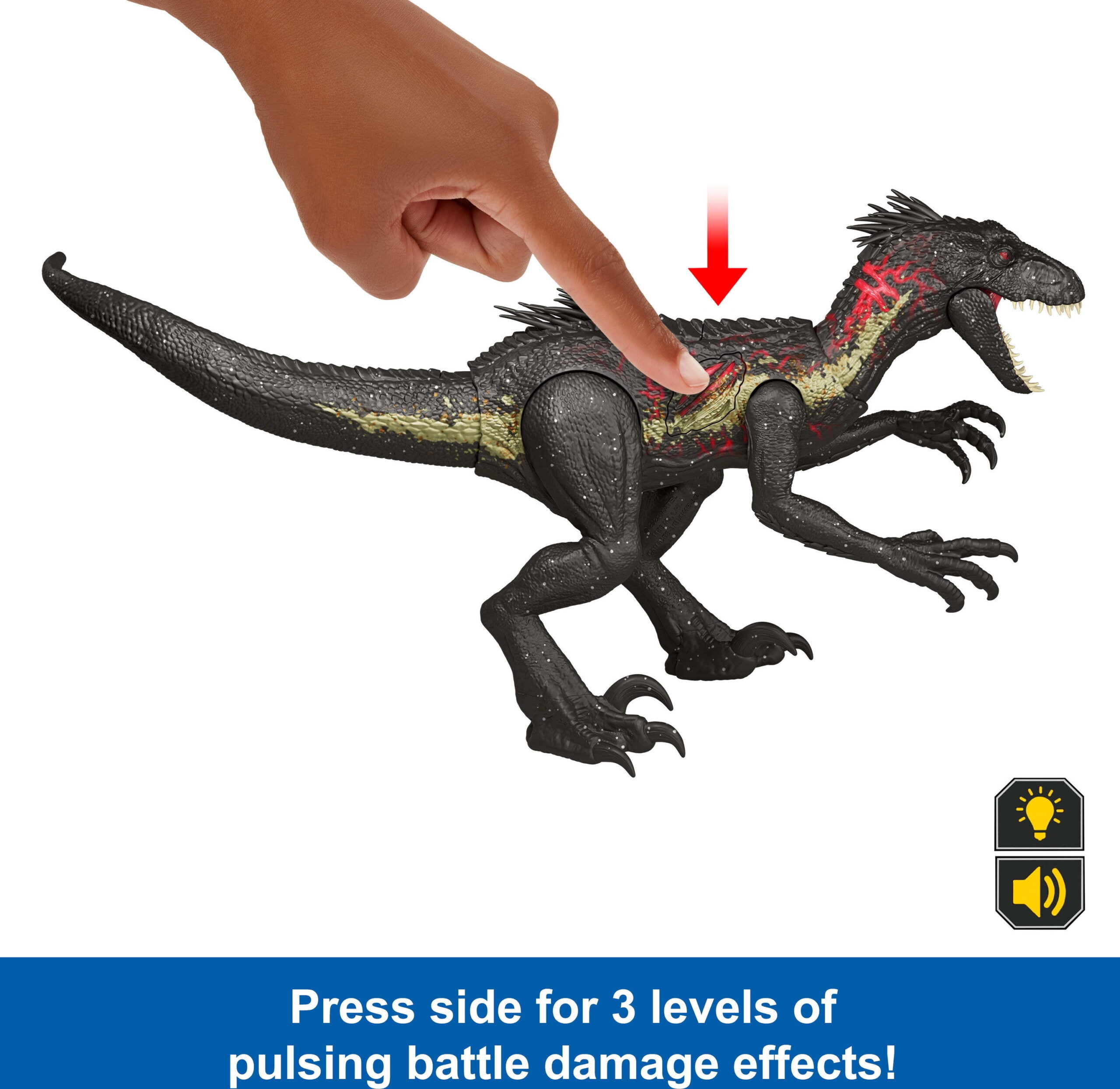 Jurassic World Ultimate Damage Indoraptor Dinosaur Toy Figure, Damage, Light & Sound Toy - Image 4