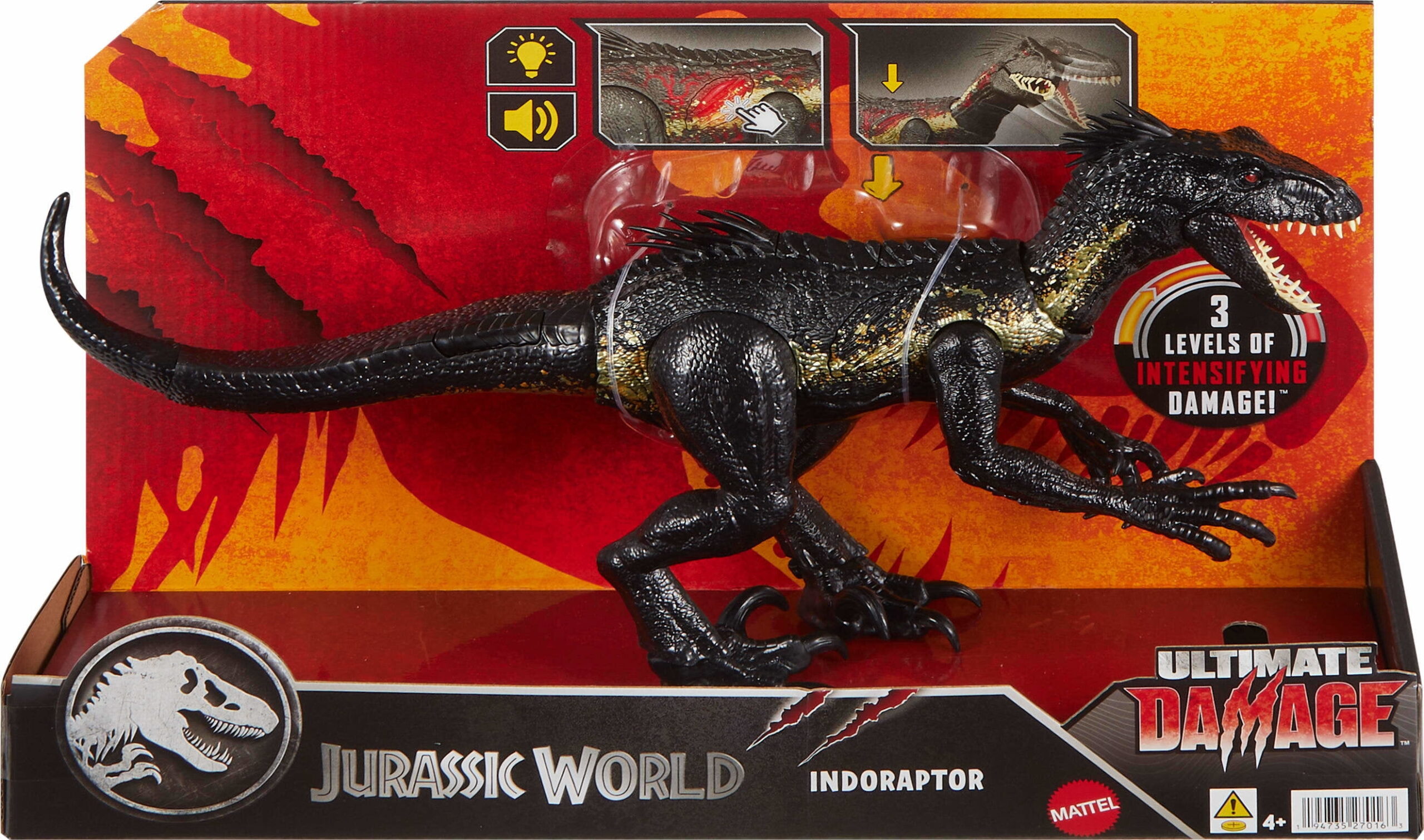 Jurassic World Ultimate Damage Indoraptor Dinosaur Toy Figure, Damage, Light & Sound Toy - Image 6