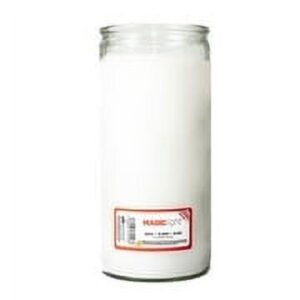 MagicLight Religious Candles 44 oz - Clear Glass Jar, Unscented White Wax