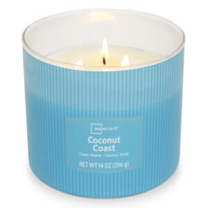 Mainstays 3-Wick Textured wrapped candle, Coconut Coast Fragrance, 14oz