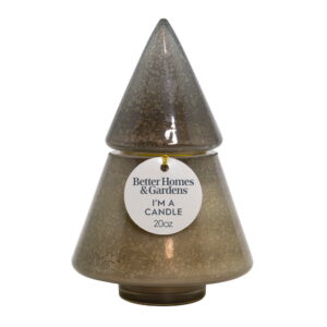 Better Homes & Gardens 2-Wick Artisanal Style Glass Christmas Tree Candle, Citrus and Balsam, 20 oz