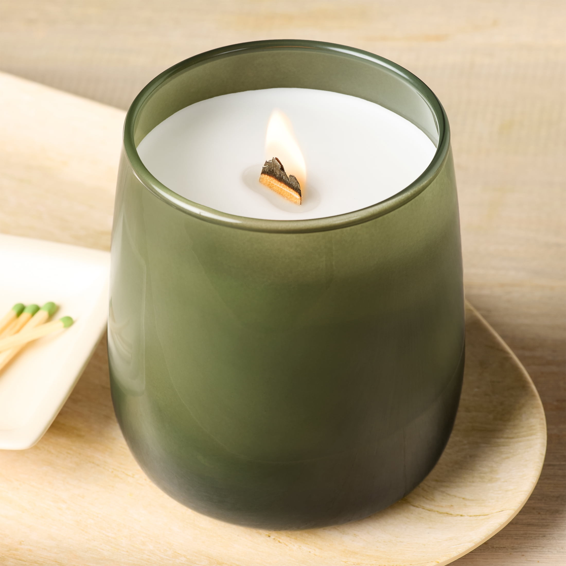 Better Homes & Gardens Intense Tobaccos Leaf and Amber Scented Wooden 1-Wick Colored Taper Jar Candle 14.5oz - Image 12