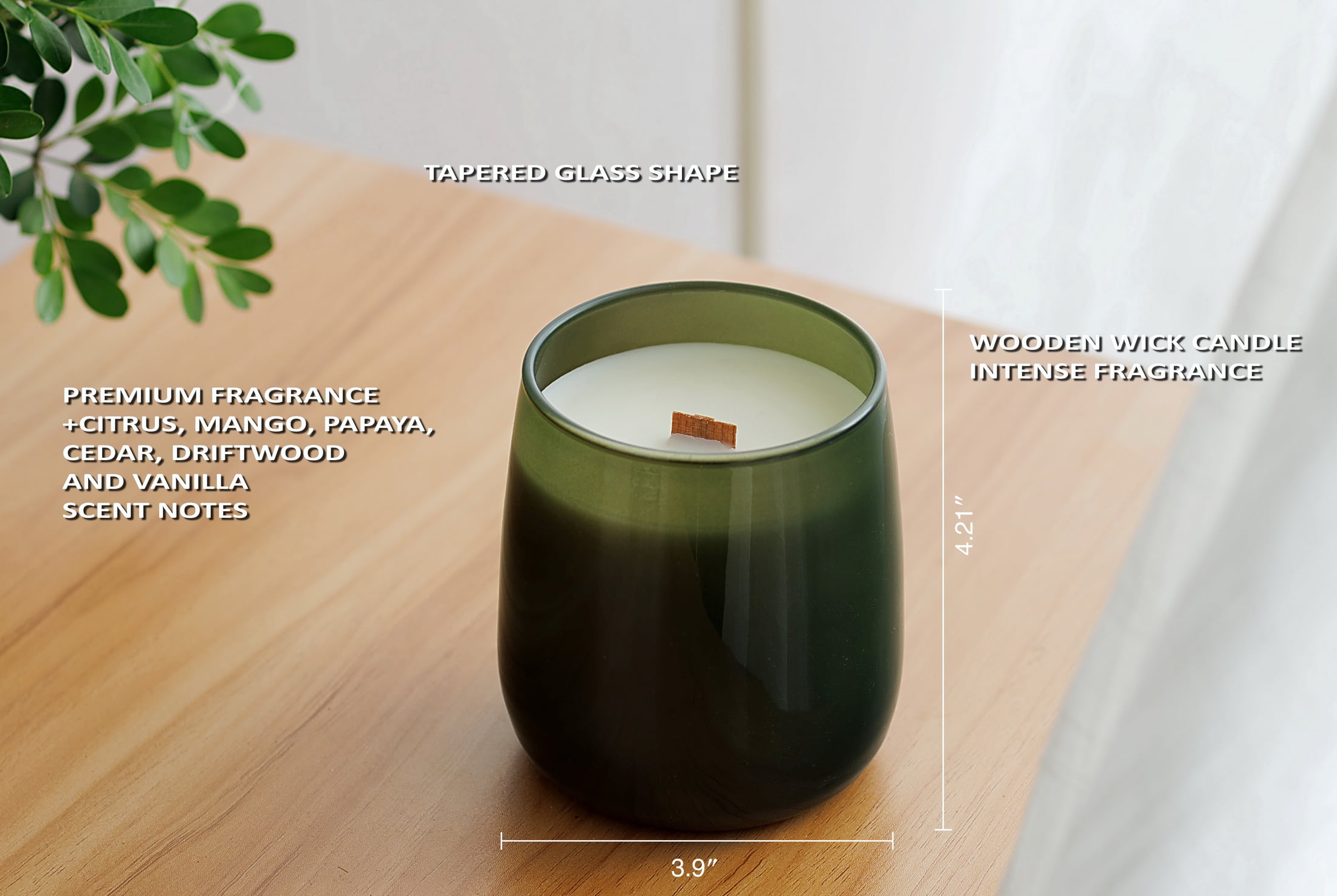 Better Homes & Gardens Intense Tobaccos Leaf and Amber Scented Wooden 1-Wick Colored Taper Jar Candle 14.5oz - Image 13