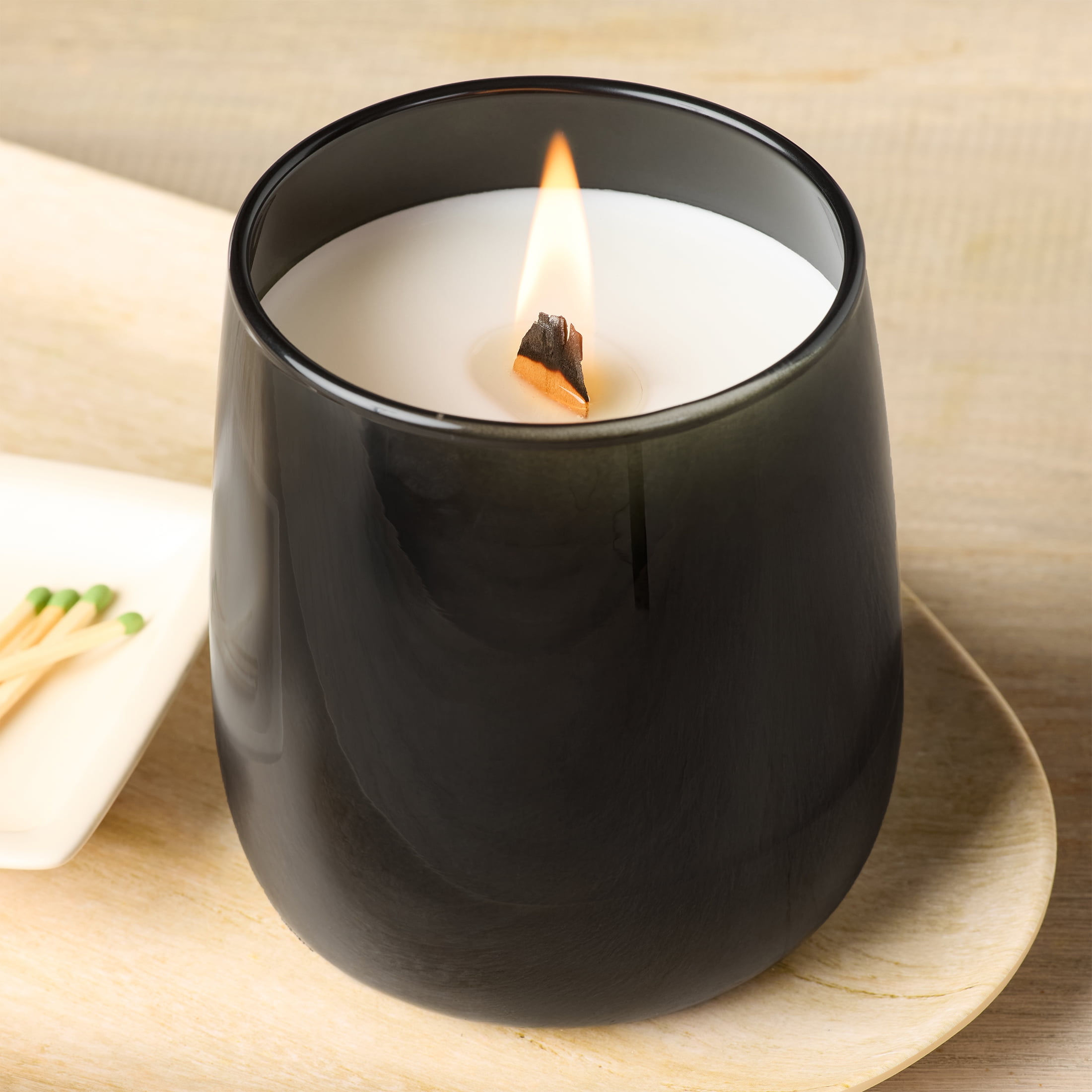 Better Homes & Gardens Intense Tobaccos Leaf and Amber Scented Wooden 1-Wick Colored Taper Jar Candle 14.5oz - Image 20