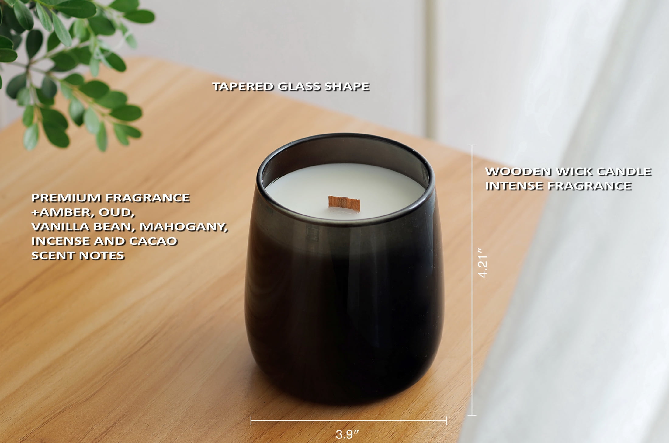 Better Homes & Gardens Intense Tobaccos Leaf and Amber Scented Wooden 1-Wick Colored Taper Jar Candle 14.5oz - Image 21