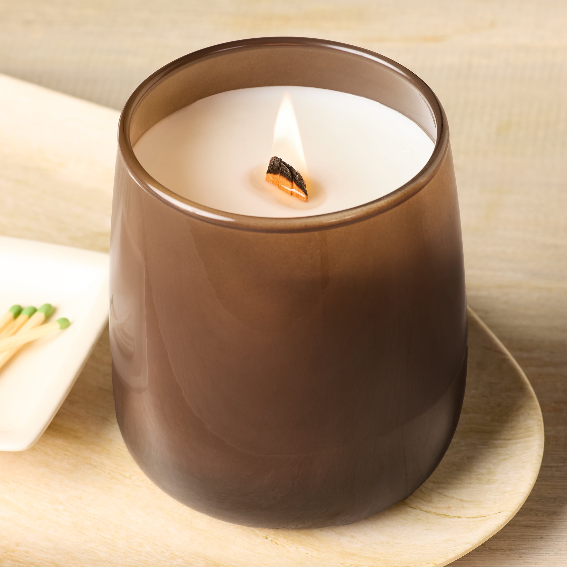 Better Homes & Gardens Intense Tobaccos Leaf and Amber Scented Wooden 1-Wick Colored Taper Jar Candle 14.5oz - Image 32