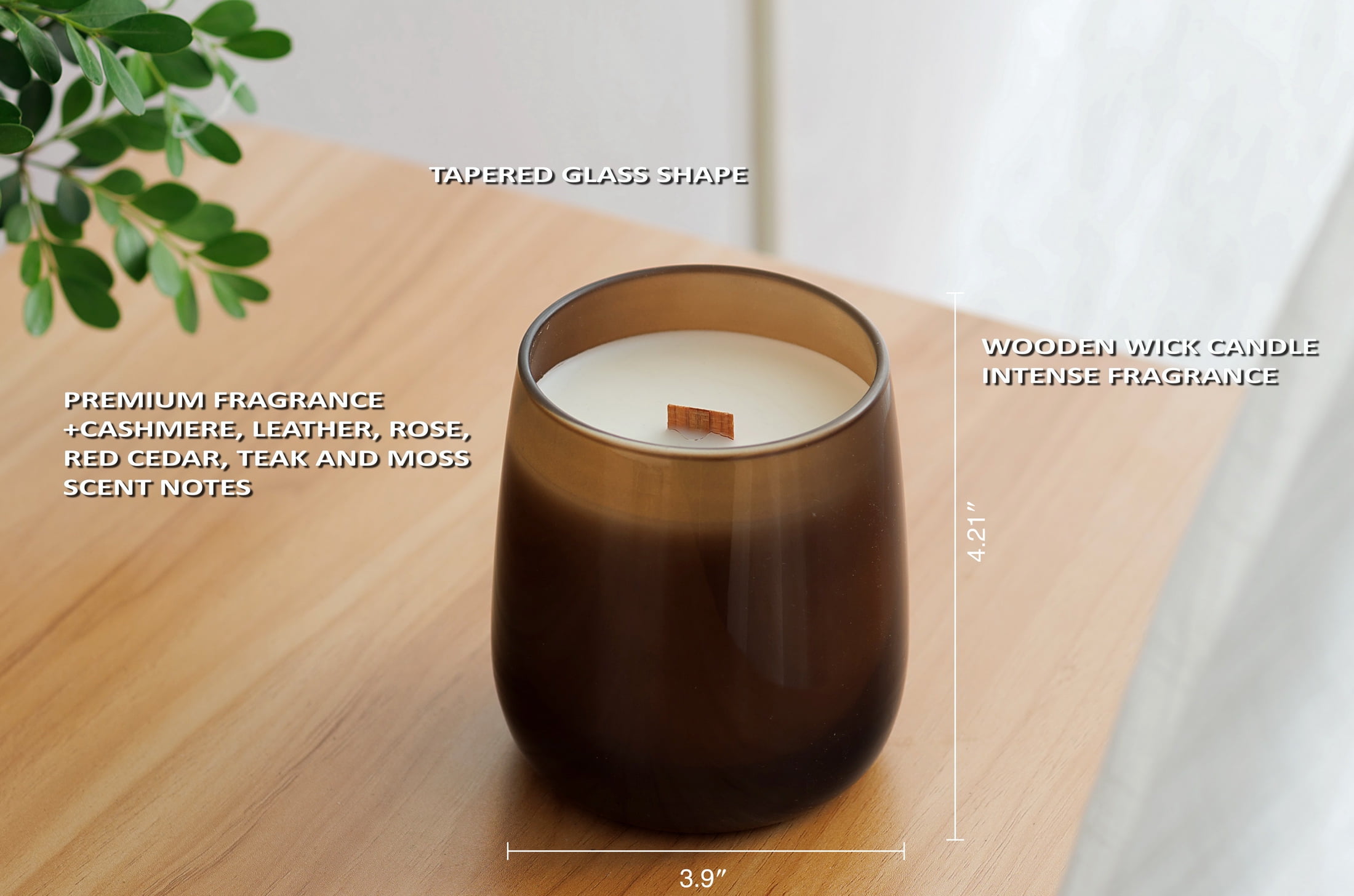 Better Homes & Gardens Intense Tobaccos Leaf and Amber Scented Wooden 1-Wick Colored Taper Jar Candle 14.5oz - Image 33