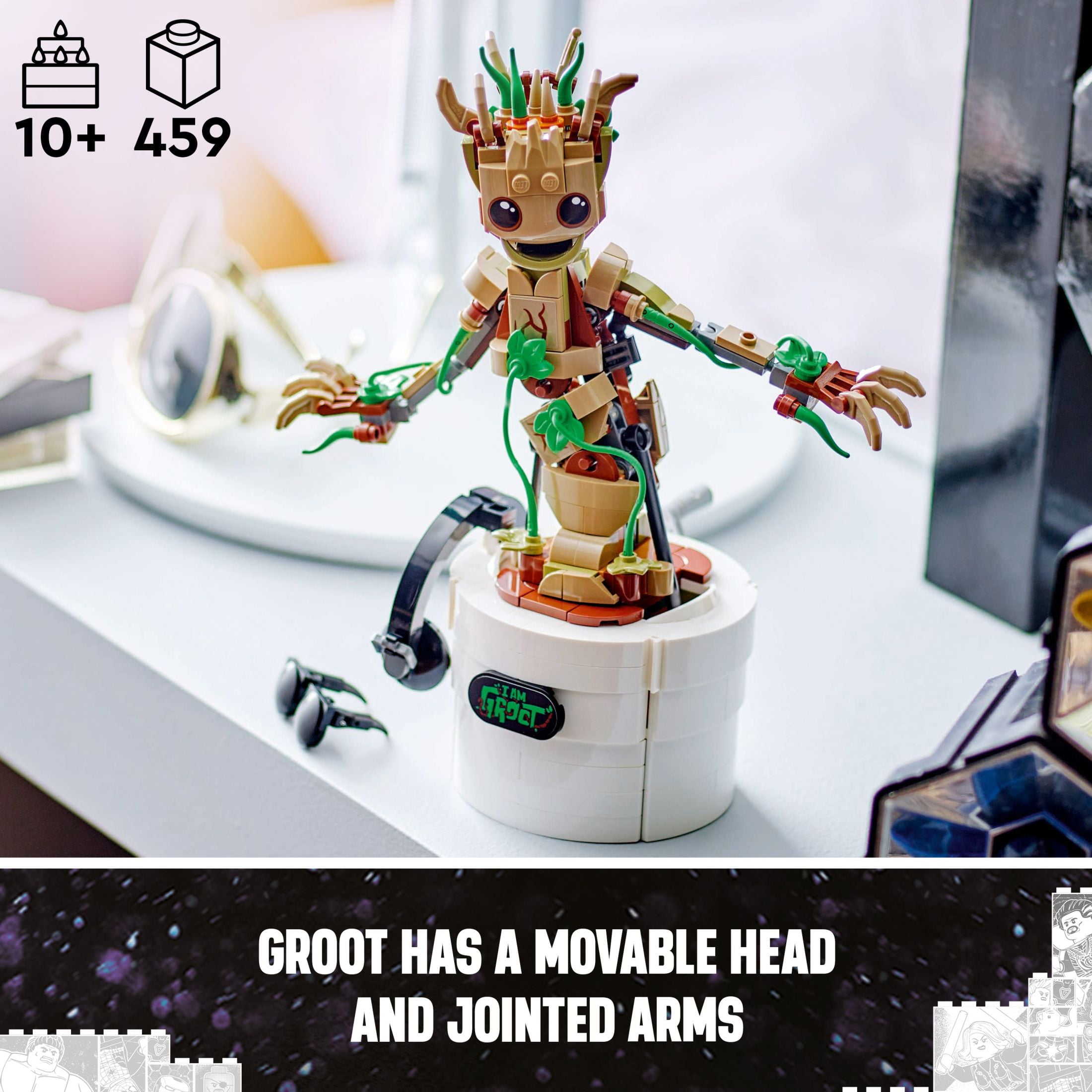 LEGO Marvel Dancing Groot, Birthday Gift for Kids, Guardians of the Galaxy Toy, Buildable Marvel Gift, 76297 - Image 5