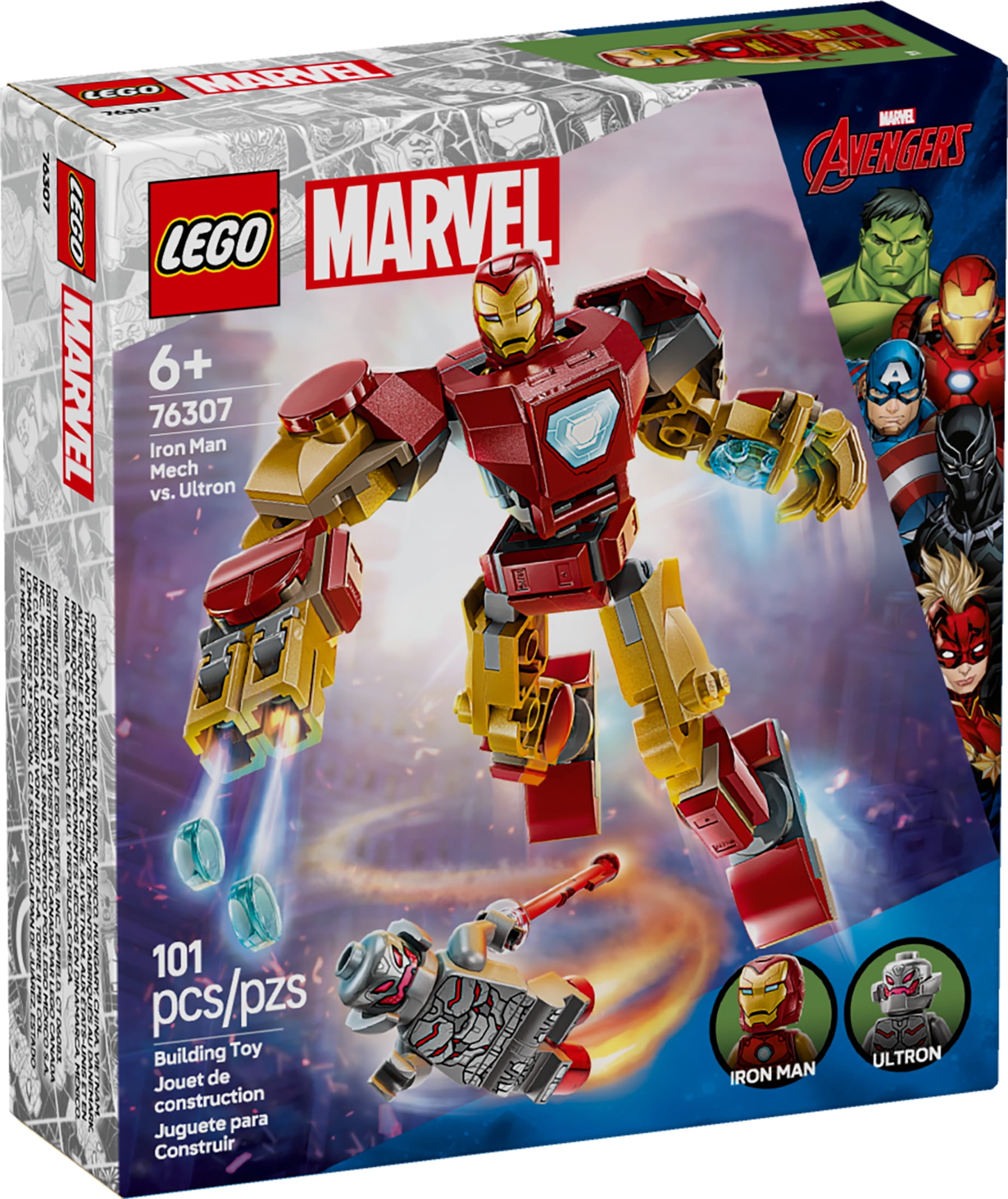 LEGO Marvel Iron Man Mech vs. Ultron Building Toy Set - Iron Man Toy for Kids, Boys and Girls, Ages 6+ - Buildable Action Figure - Superhero Gift for Birthday - 76307 - Image 2