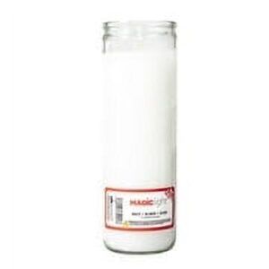 MagicLight Religious Candles 16 oz - Clear Glass Jar, Unscented White Wax
