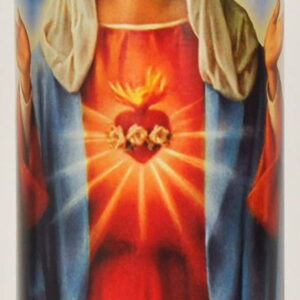 Prayer Candle Sacred Heart of Mary Red Wax, 8 Inch