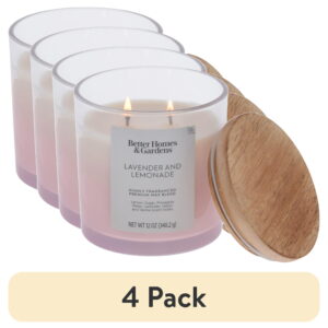 (4 pack) Better Homes and Gardens Lavender and Lemonade Scented 2-Wick Ombre Jar Candle 12oz.