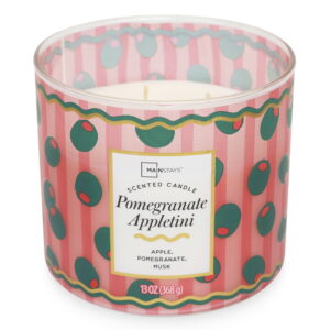 Mainstays Pomegranate Appletini Fragrance Candle, 3-Wick, Decorative Wrap, 13-Ounce