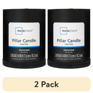 (2 pack) Mainstays Unscented Decorative Pillar Candle 3x4 Black