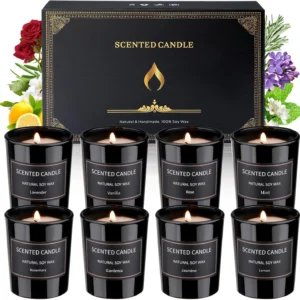 Scented Candle Set 8 Pack, Soy Candles for Home Small, 8 Pack Jar