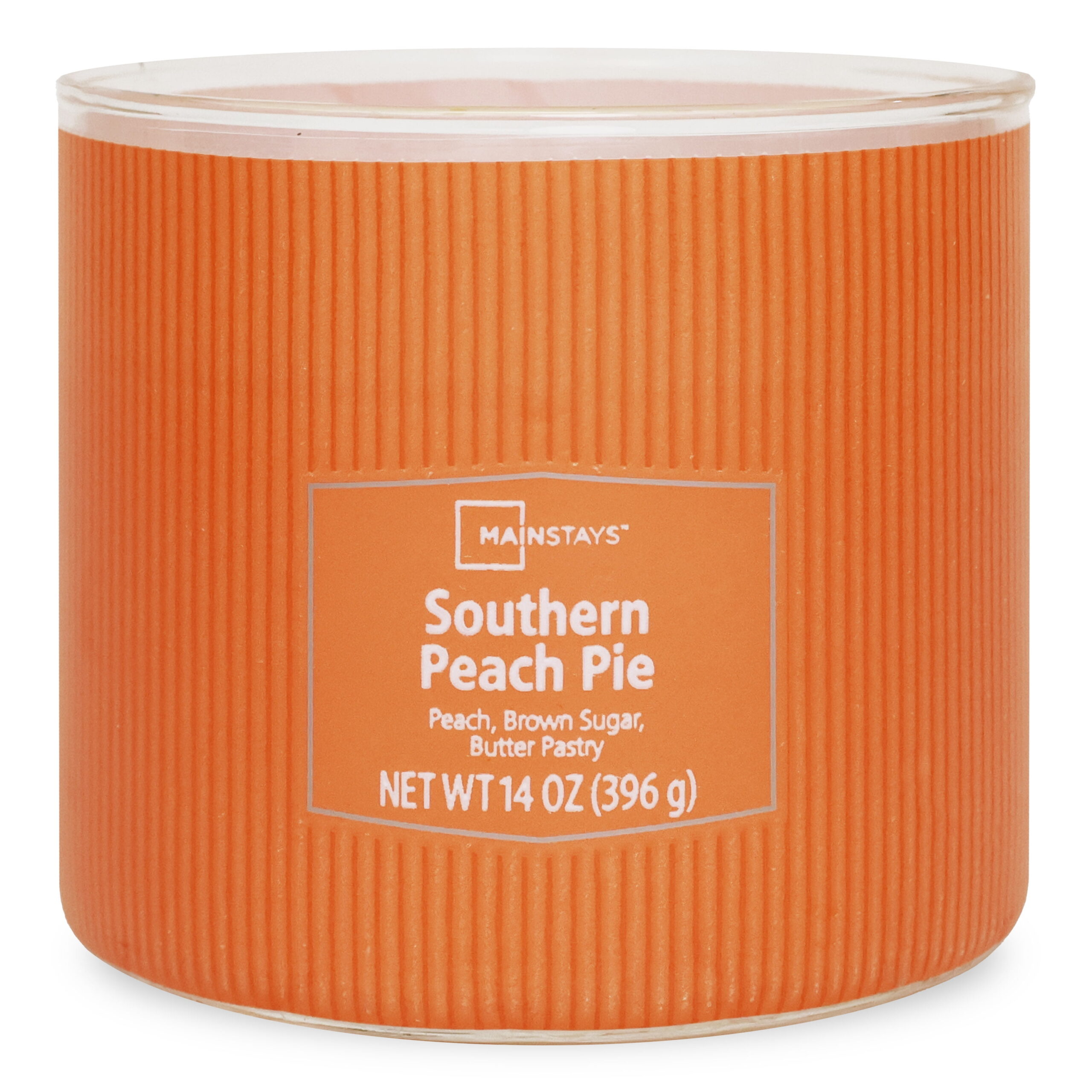 Mainstays 3-Wick Textured wrapped candle, Southern Peach Pie Fragrance, 14oz