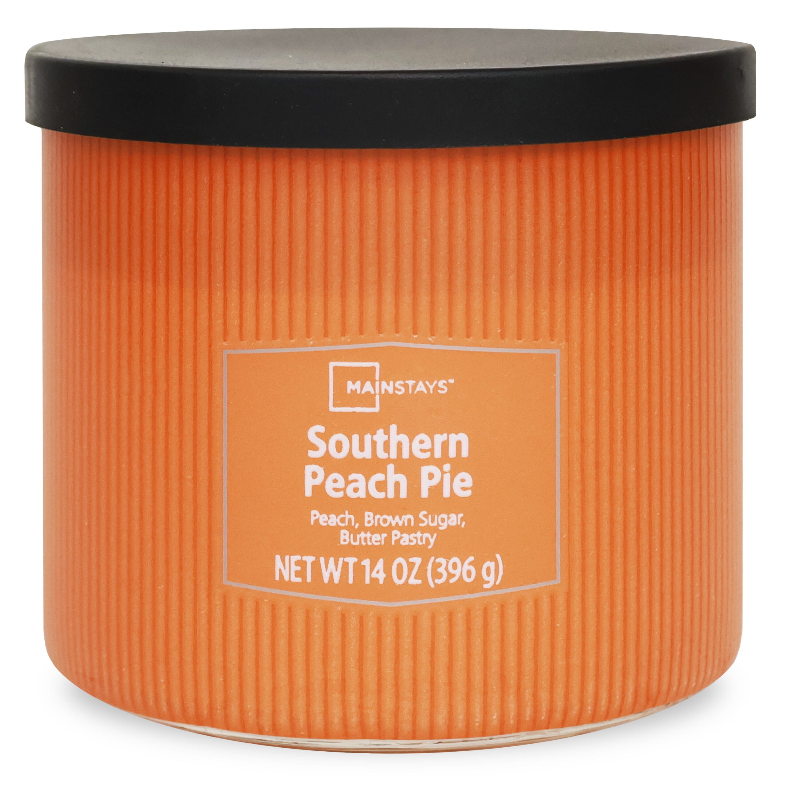 Mainstays 3-Wick Textured wrapped candle, Southern Peach Pie Fragrance, 14oz - Image 2