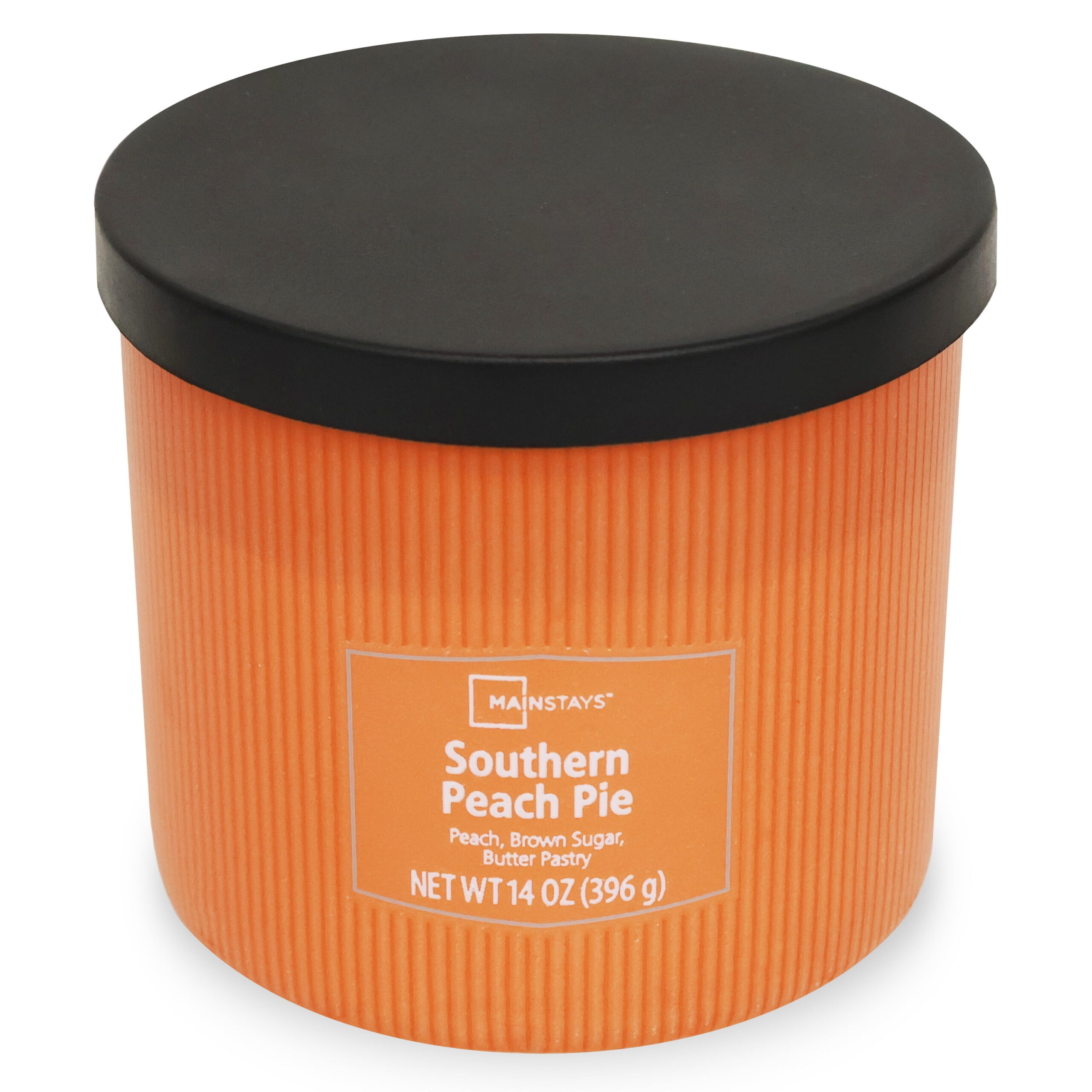Mainstays 3-Wick Textured wrapped candle, Southern Peach Pie Fragrance, 14oz - Image 3