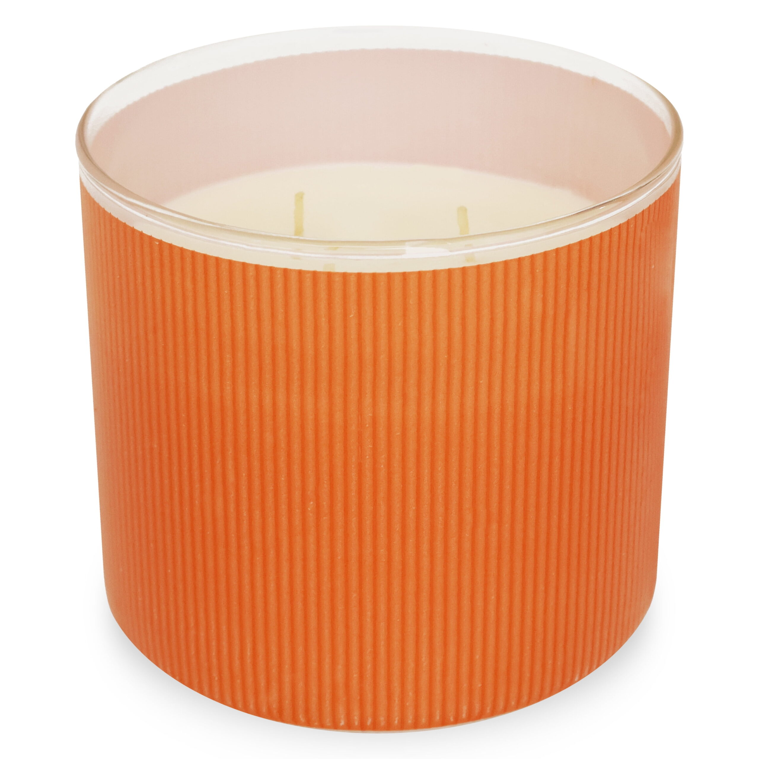 Mainstays 3-Wick Textured wrapped candle, Southern Peach Pie Fragrance, 14oz - Image 4