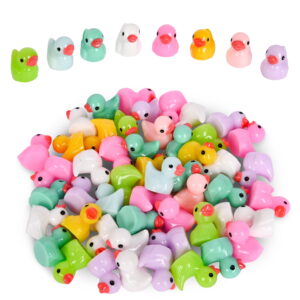 Micro Resin Mini Ducks 50 Pieces in Mesh Bag, Party Toys DIY Craft Accessories for Children Ages 8+