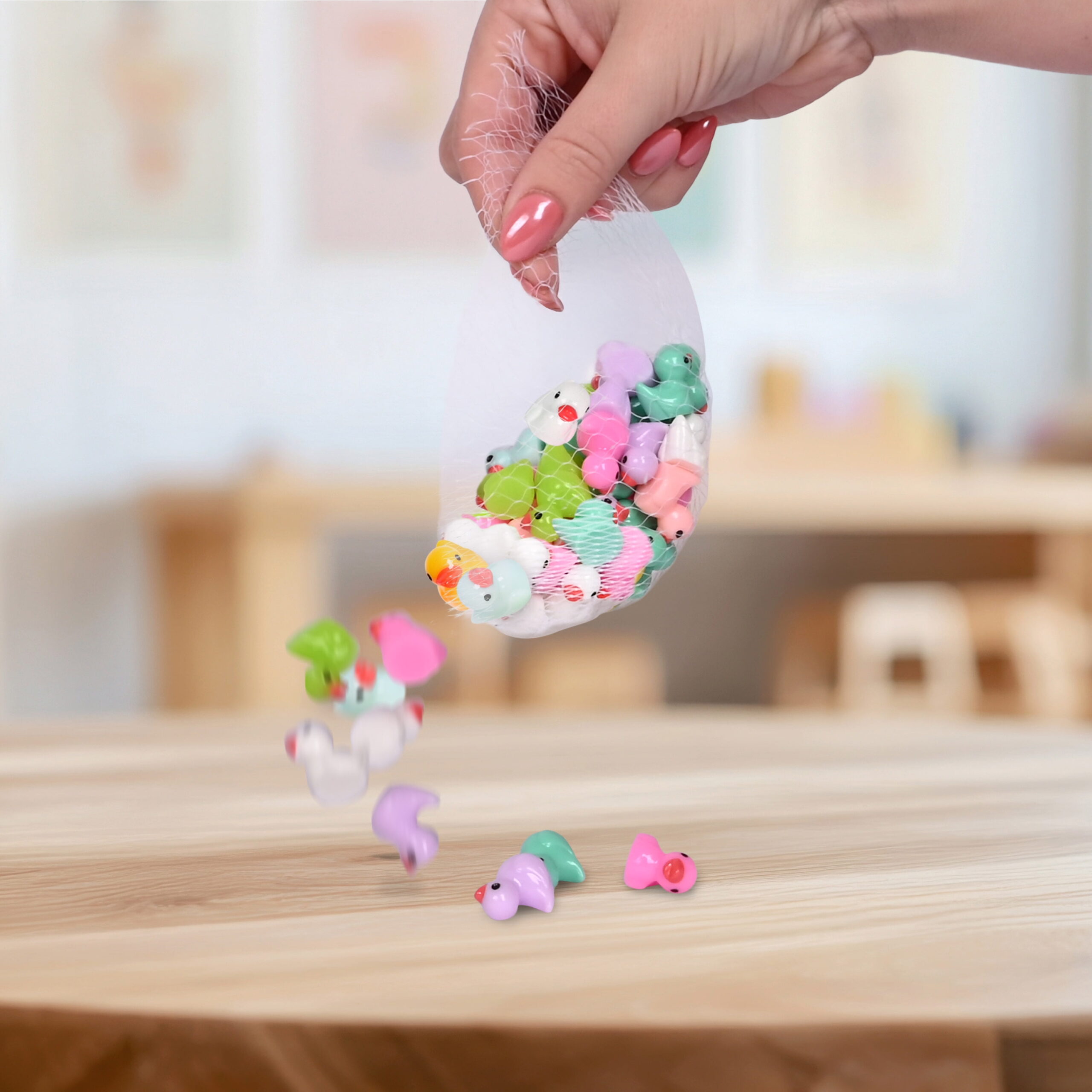 Micro Resin Mini Ducks 50 Pieces in Mesh Bag, Party Toys DIY Craft Accessories for Children Ages 8+ - Image 3