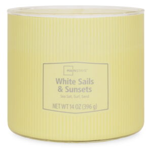 Mainstays 3-Wick Textured Wrapped Candle, White Sails and Sunsets Fragrance, 14oz