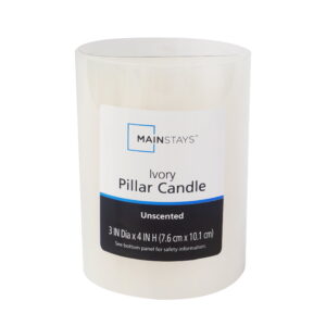 Mainstays Single Wick 3" x 4" Pillar Candle, Unscented, Ivory