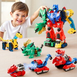 Dimoarch Boy Dinosaur Transforming Robot Toys for 3 4 5 6 7 8 Years Old Kids, Magnetic Construction Trucks for Boys, Dino Transform Cars Toys, STEM Educational Boys Toys for Age 5-8 Birthday Gift