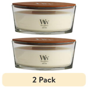 (2 pack) WoodWick Ellipse Scented Candle, White Teak, 16 oz
