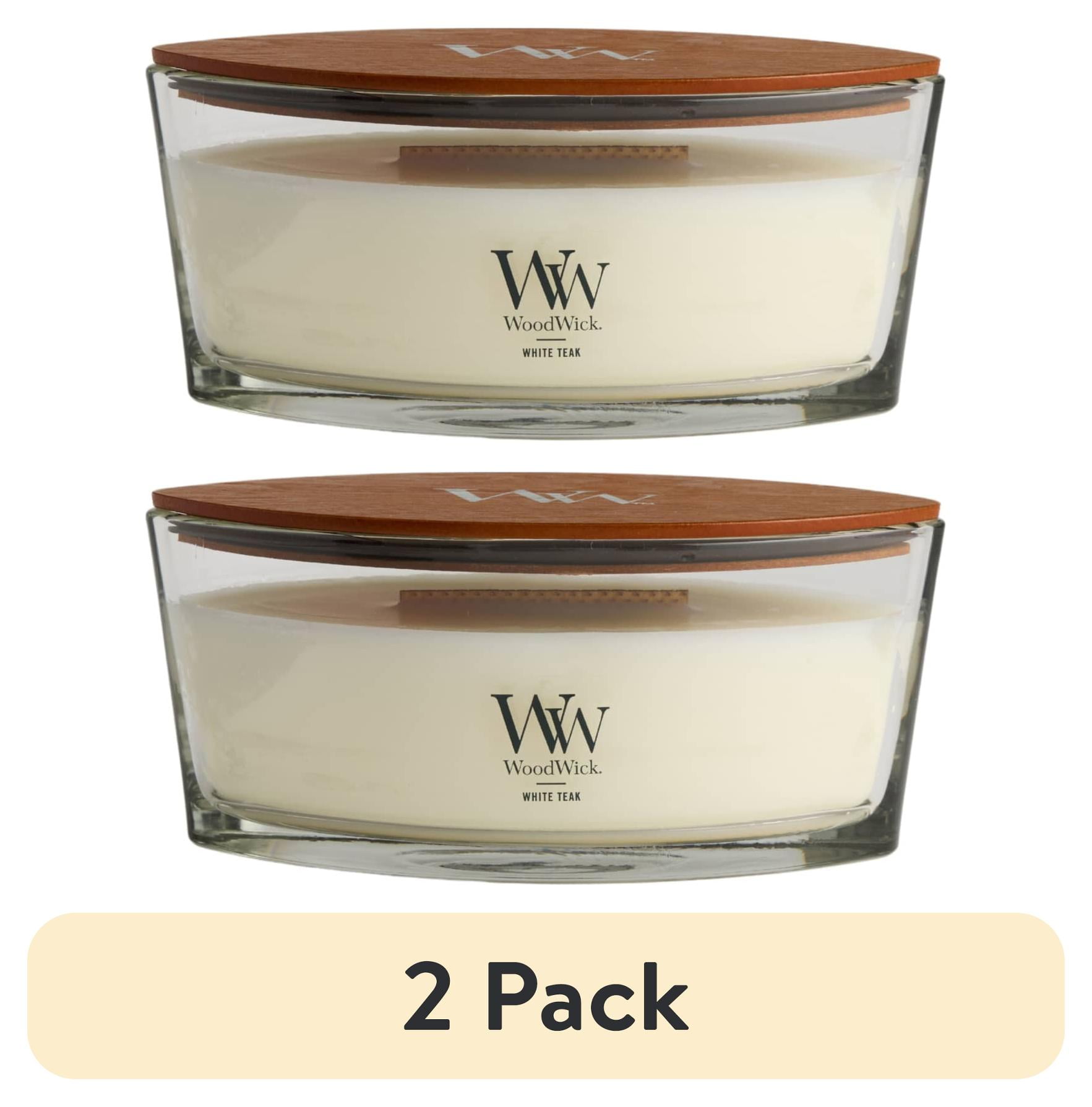 (2 pack) WoodWick Ellipse Scented Candle, White Teak, 16 oz