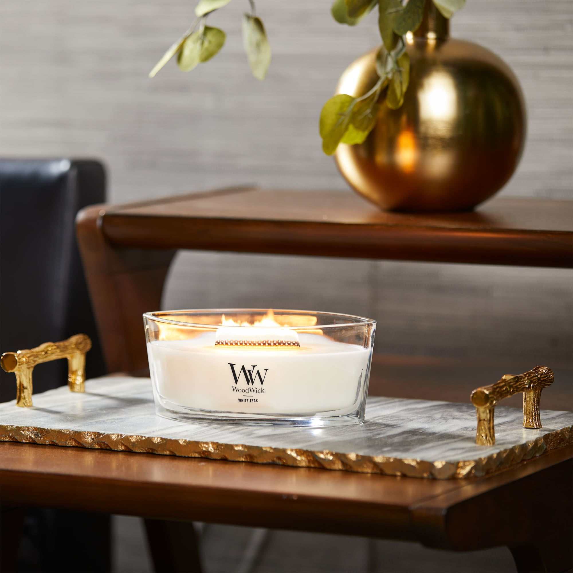 (2 pack) WoodWick Ellipse Scented Candle, White Teak, 16 oz - Image 3