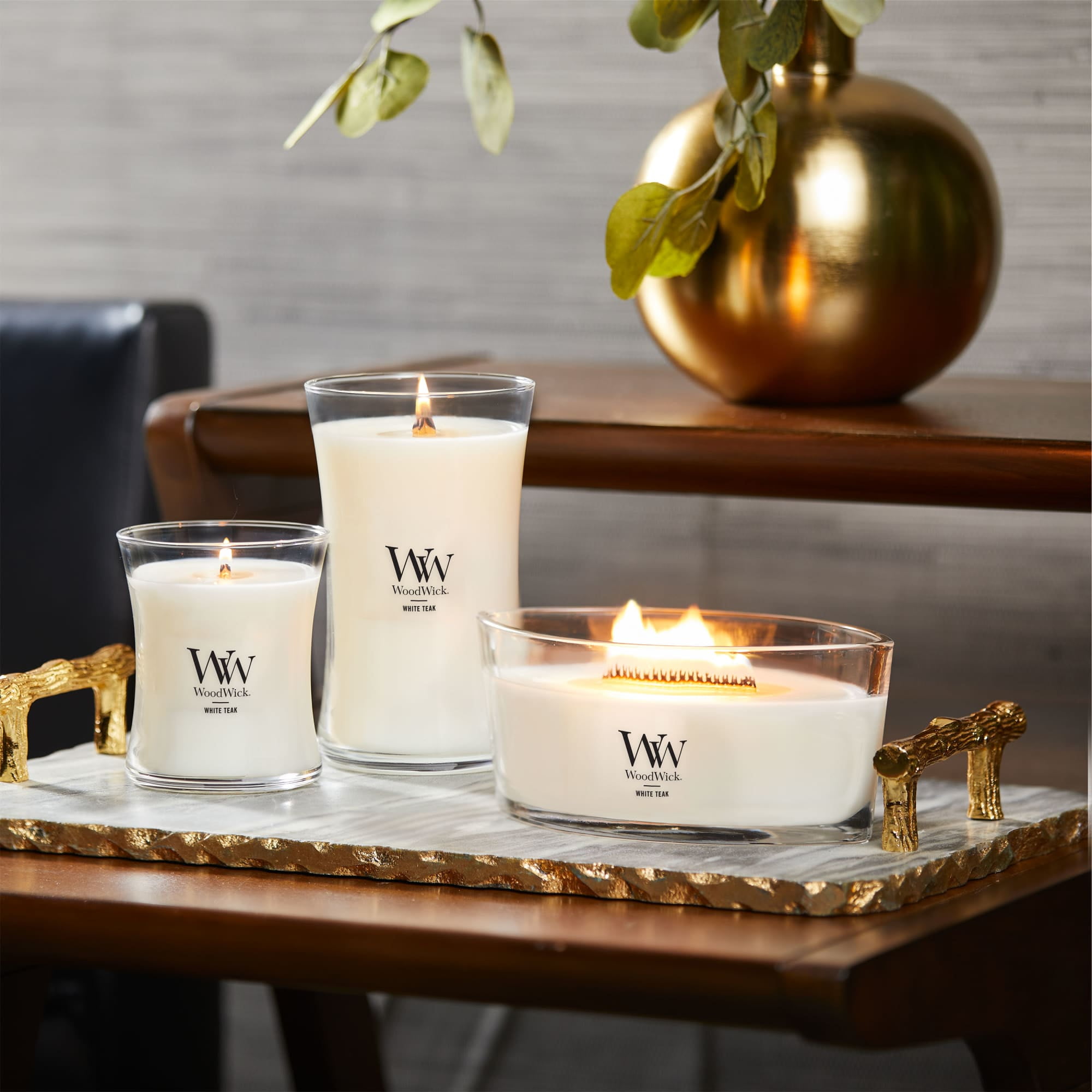 (2 pack) WoodWick Ellipse Scented Candle, White Teak, 16 oz - Image 4