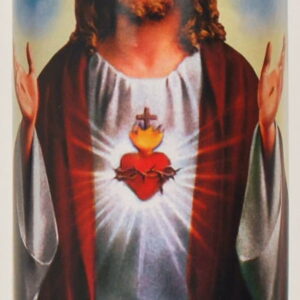 Prayer Candle Sacred Heart Strawberry Red Wax 8 inch