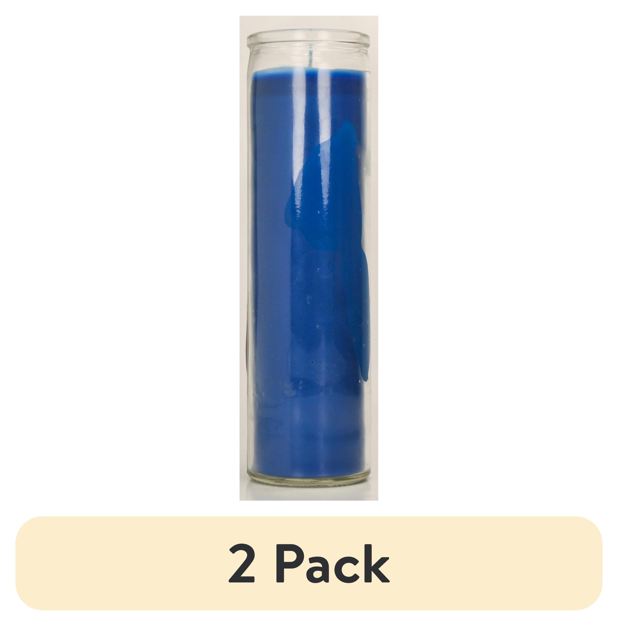 Prayer Candle Clear Glass Blue Wax, 8 Inch - Image 6
