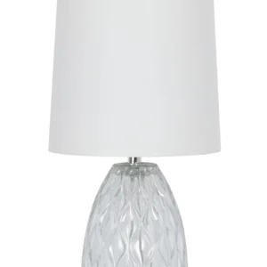 Mainstays 12.75”  Mini Clear Glass Table Lamp with White Shade