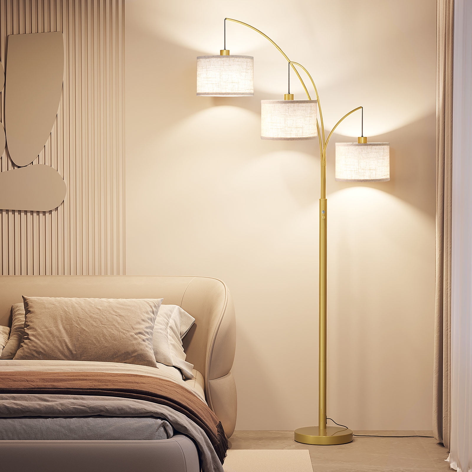 SUNMORY 3 Lights Floor Lamp for Living Room, 78" Tall Standing Lamp with Hanging Drum Shade, Modern Arc Floor Lamps with Heavy Base, Mid Century Arched Tree Floor Lamp for Bedroom, Office, Corner - Image 23