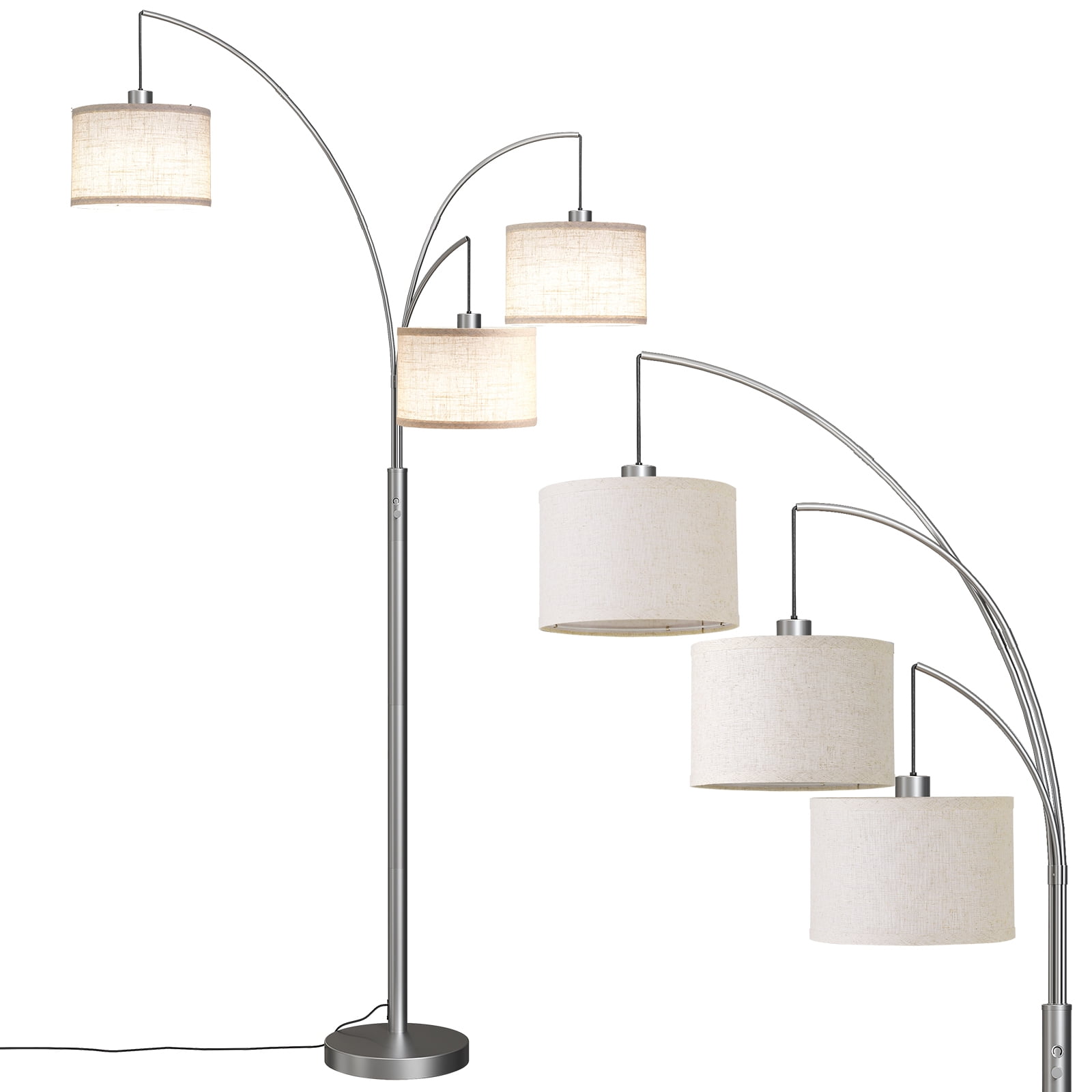 SUNMORY 3 Lights Floor Lamp for Living Room, 78" Tall Standing Lamp with Hanging Drum Shade, Modern Arc Floor Lamps with Heavy Base, Mid Century Arched Tree Floor Lamp for Bedroom, Office, Corner - Image 29