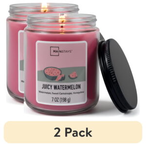 (2 pack) Mainstays Single-Wick Twist Glass Jar Scented Candle, Juicy Watermelon, 7oz.