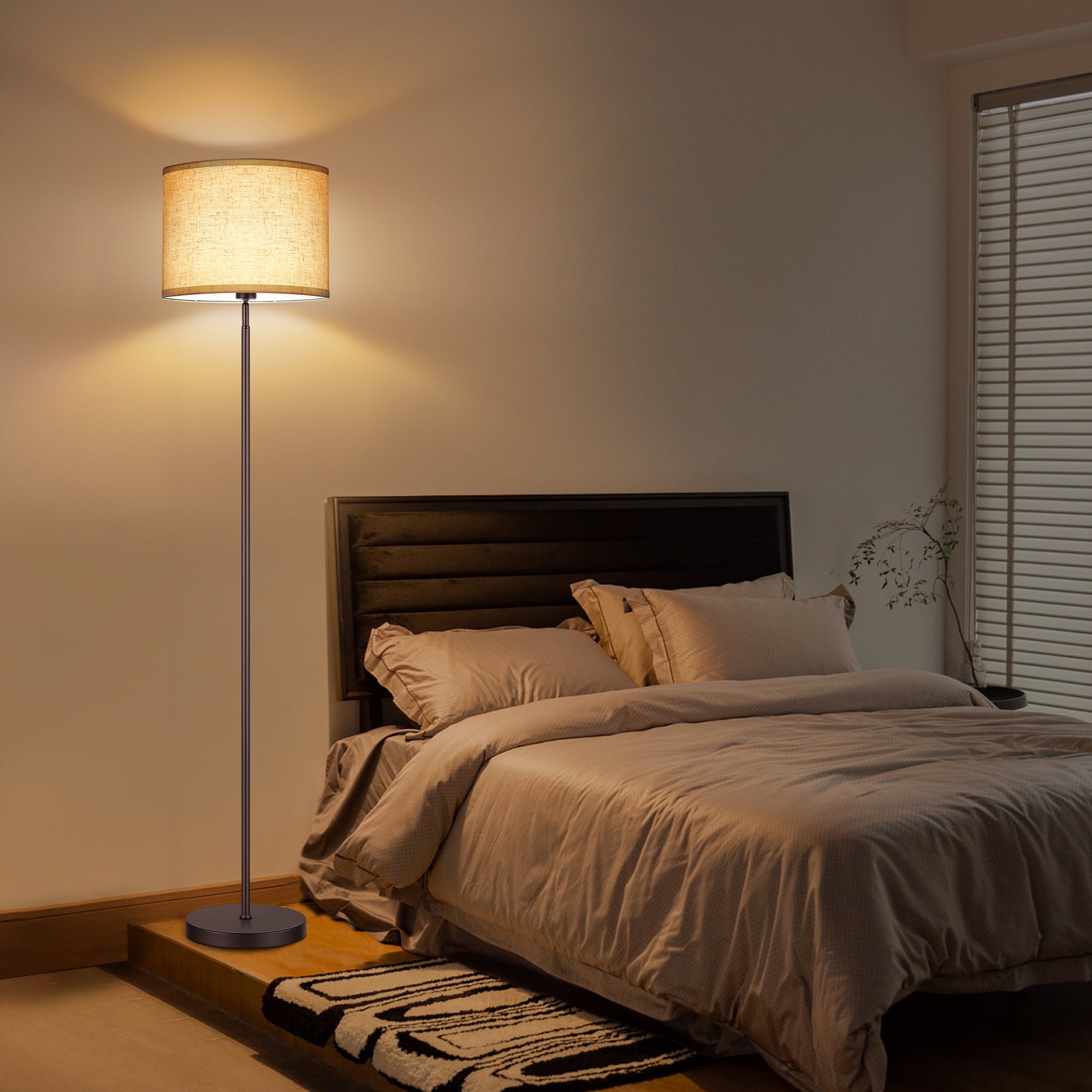 OUTON Modern Floor Lamps for Living Room, 63" Standing Lamp with Linen Shade, Tall Pole Lamps for Bedroom, Office,Brown,Bulb Included - Image 10